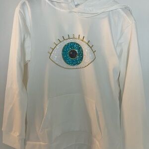 Custom made EVIL EYE pullover draw string sweatshirt.  NWOT.  Never worn size S.